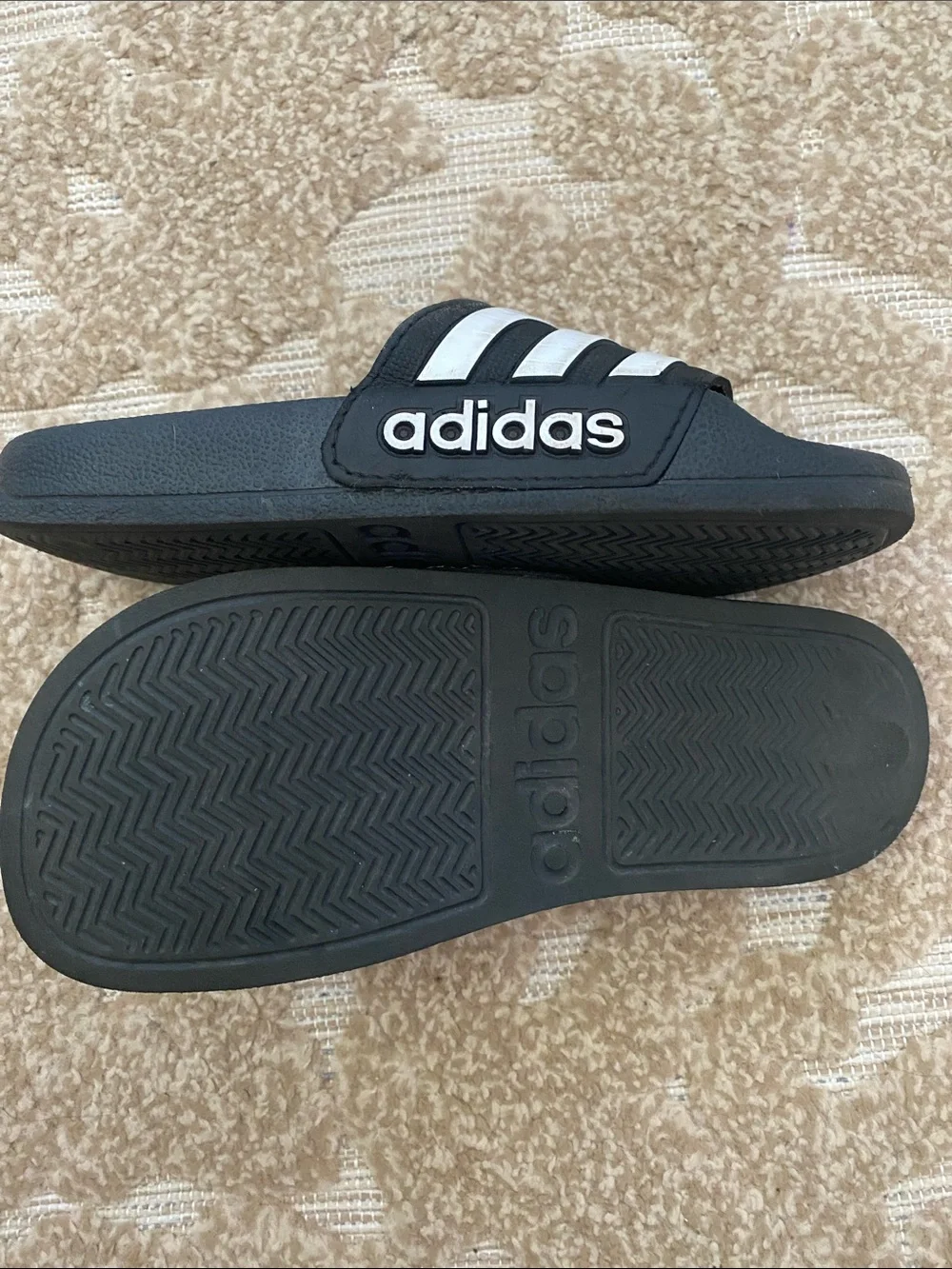 adidas Kids Black and White Slide Sandals